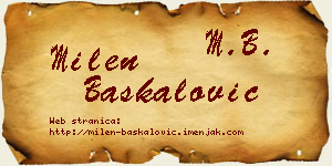 Milen Baškalović vizit kartica